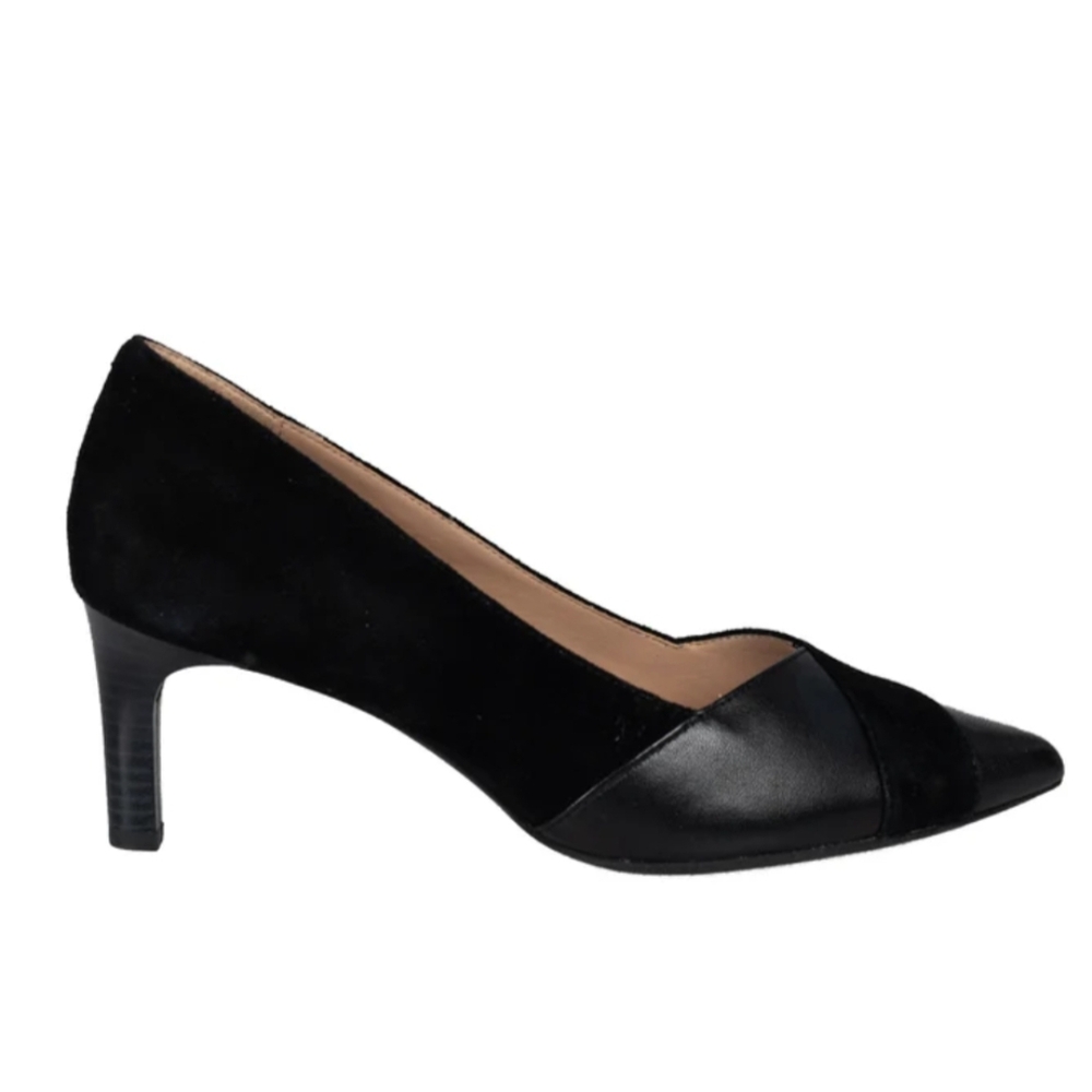 Geox Black Pointed Toe Crossover Pump